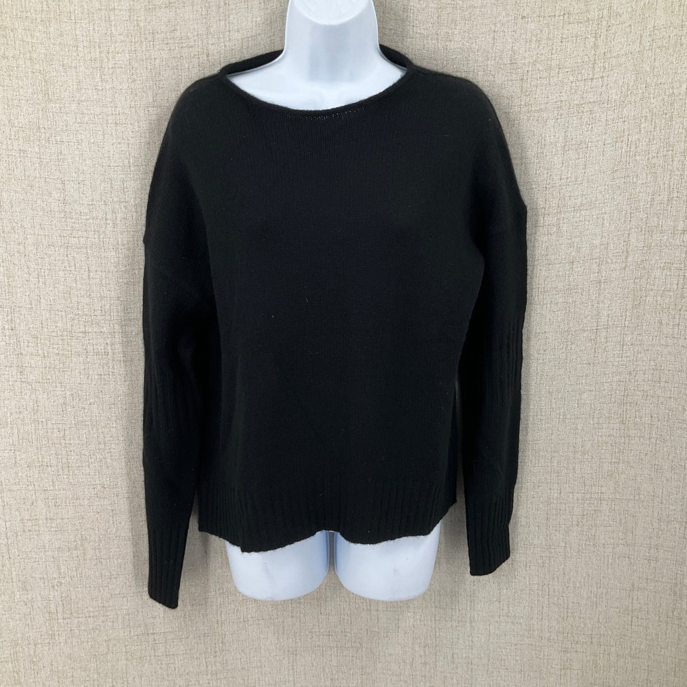 360Cashmere Sweater Womens XS Black Cashmere Back Cutout Crewneck Luxury 48050